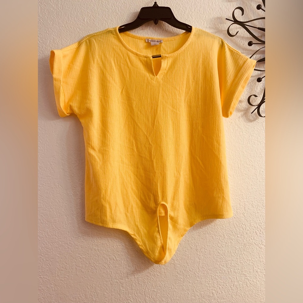 Allison Daley Vibrant Yellow Keyhole Blouse